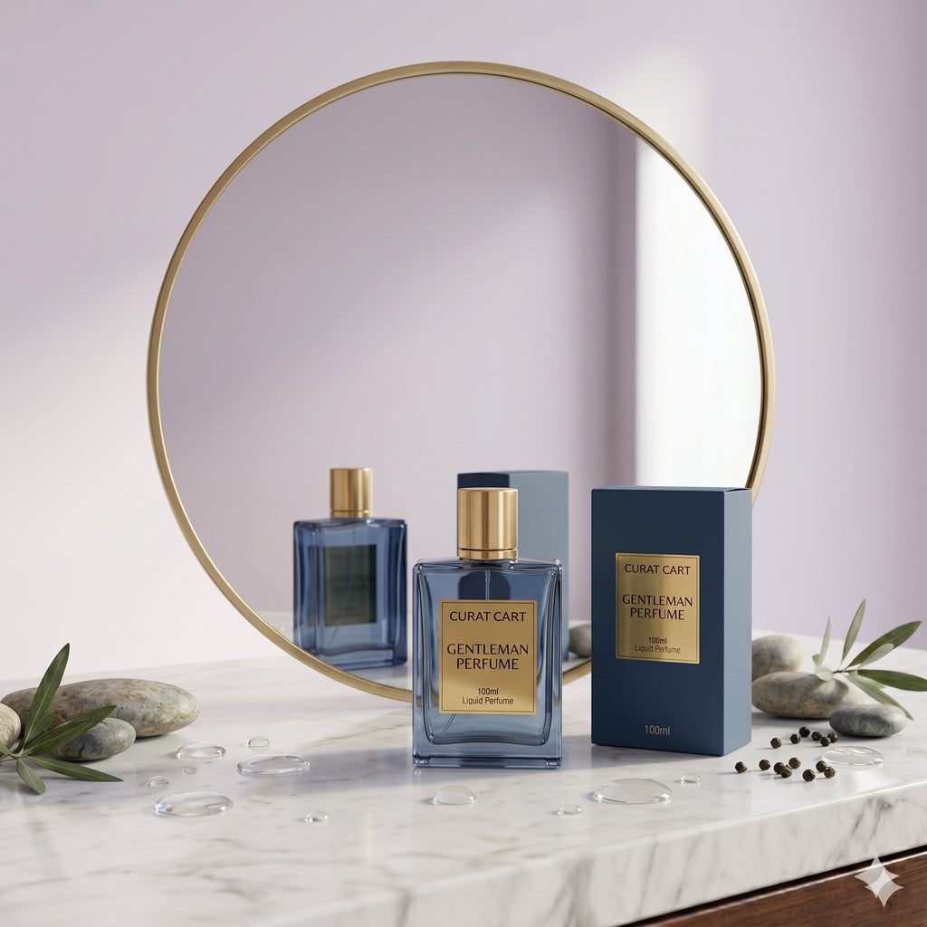 Curat Cart Gentleman Perfume Classic - Front Packaging & Bottle View | genuine imported stock available in India at Curat Car