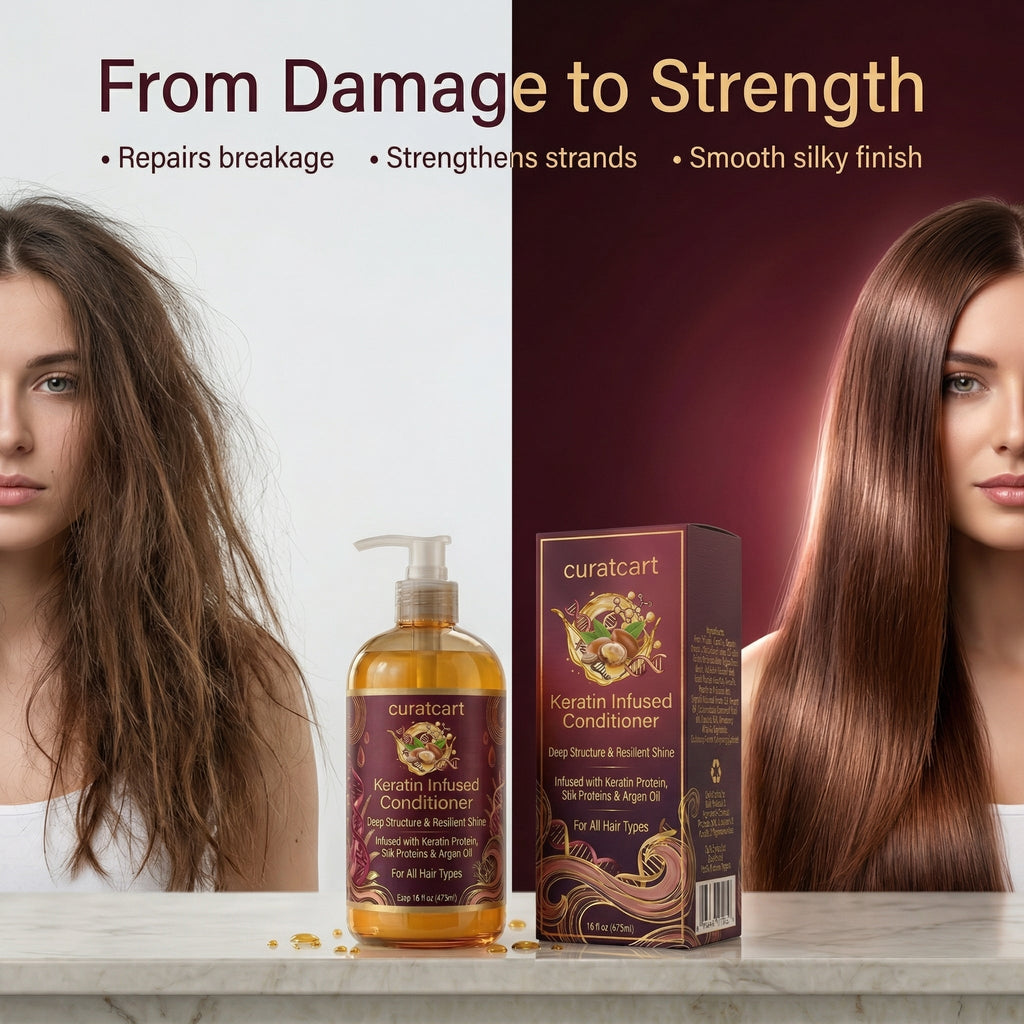 CURAT CART Keratin Conditioner - Application & Usage Demonstration | buy online in India with doorstep delivery at Curat Cart
