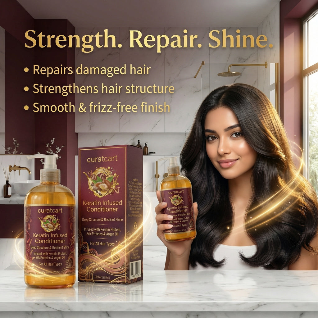 CURAT CART Keratin Conditioner - Back Label & Ingredients Details | buy 100% authentic product online in India via Curat Cart