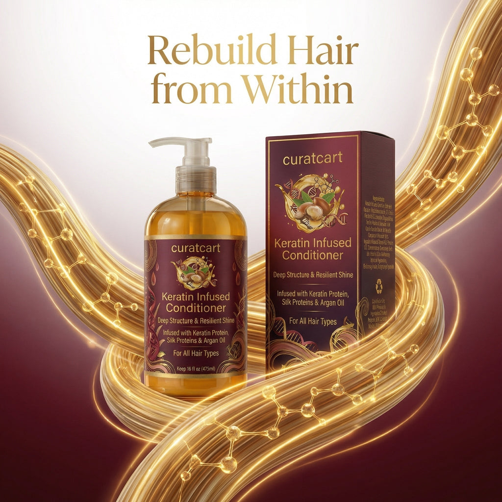 CURAT CART Keratin Conditioner - Side Profile & Box Packaging | original imported packaging available on Curat Cart India