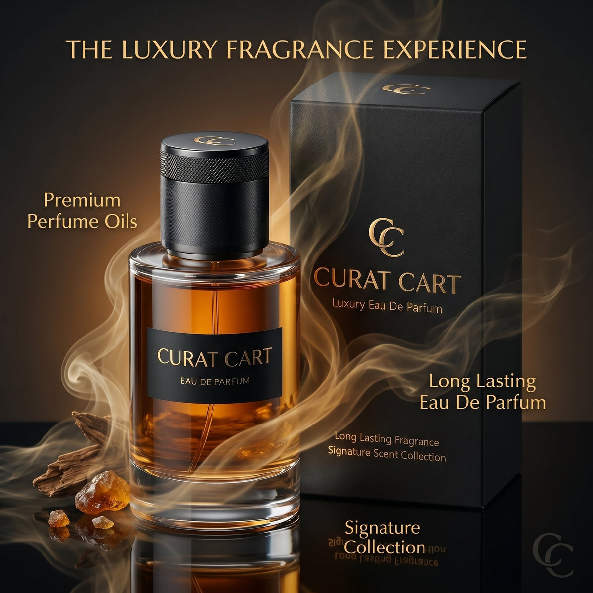 Curat Cart Luxury Eau De Parfum - Back Label & Ingredients Details | buy 100% authentic product online in India via Curat Car