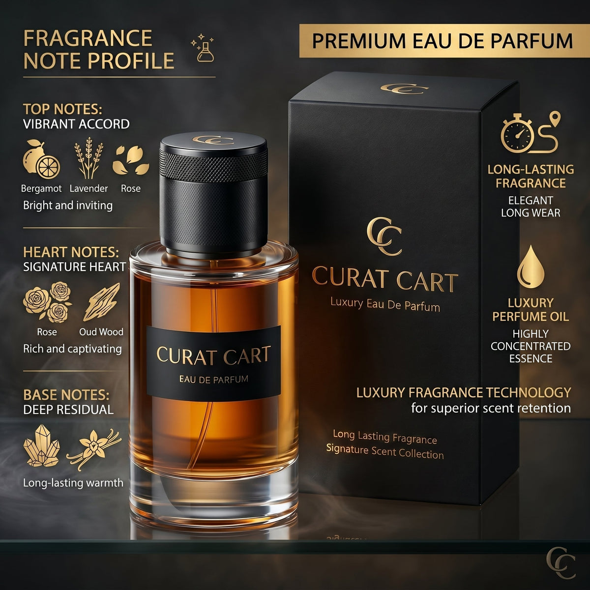 Curat Cart Luxury Eau De Parfum - Texture, Swatch & Consistency | fast dispatch across India from Curat Cart