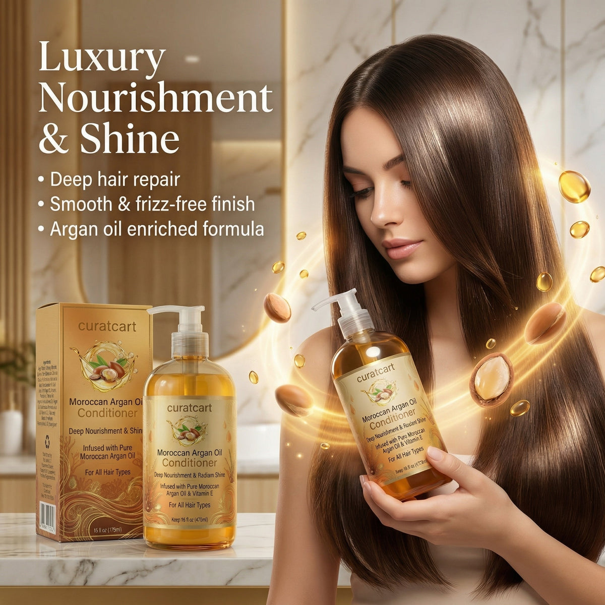 CURAT CART Moroccan Argan Oil Conditioner - Back Label & Ingredients Details | buy 100% authentic product online in India via