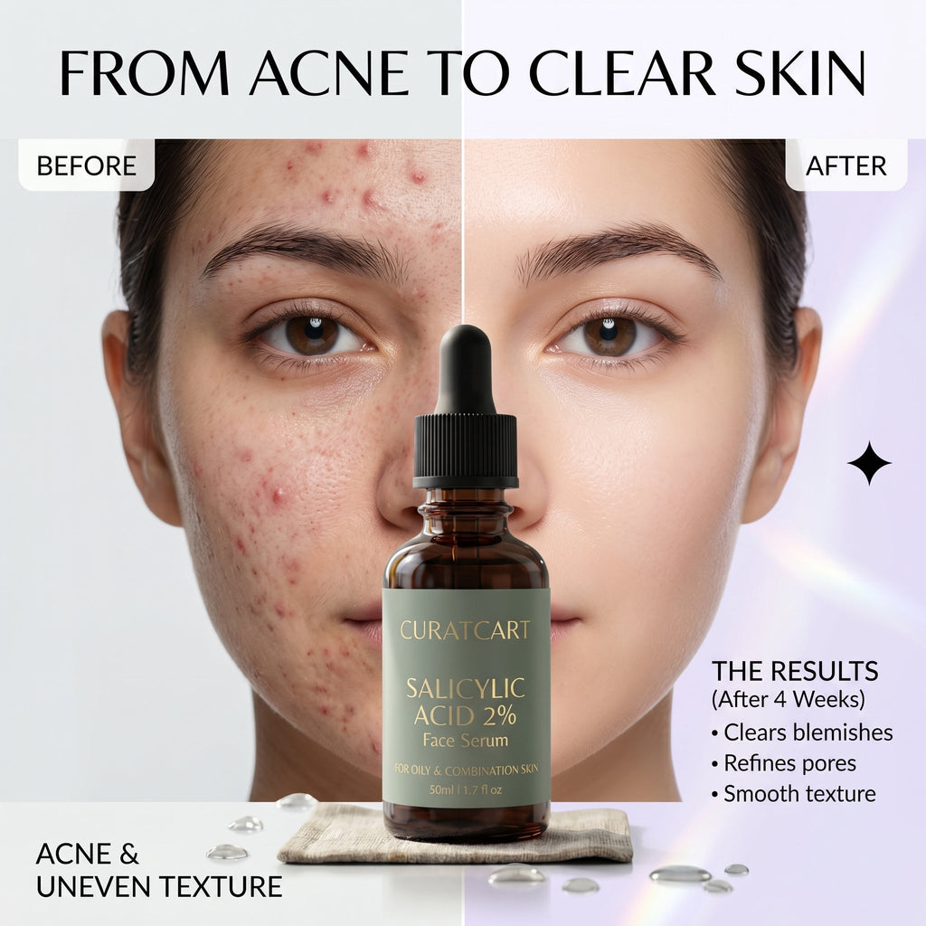 CURAT CART Salicylic Acid Face Serum - Application & Usage Demonstration | buy online in India with doorstep delivery at Cura