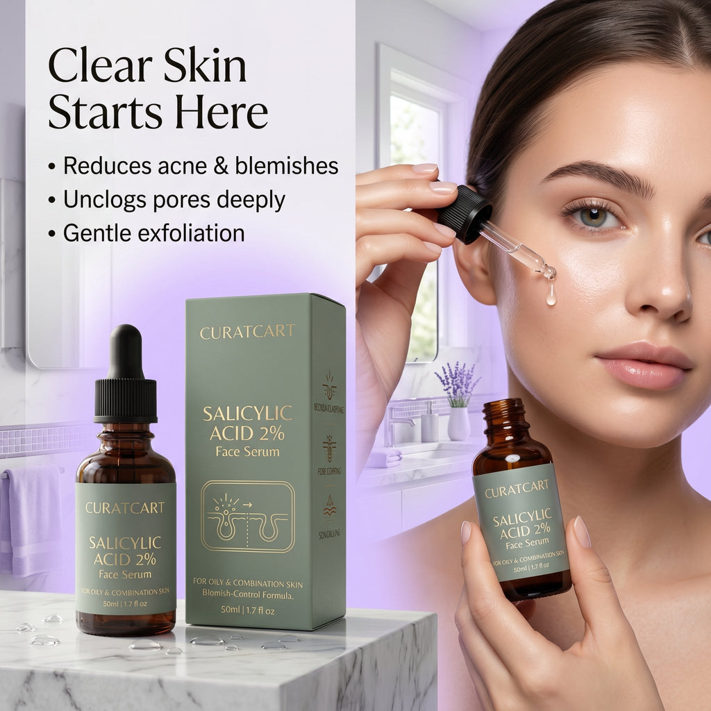 CURAT CART Salicylic Acid Face Serum - Back Label & Ingredients Details | buy 100% authentic product online in India via Cura