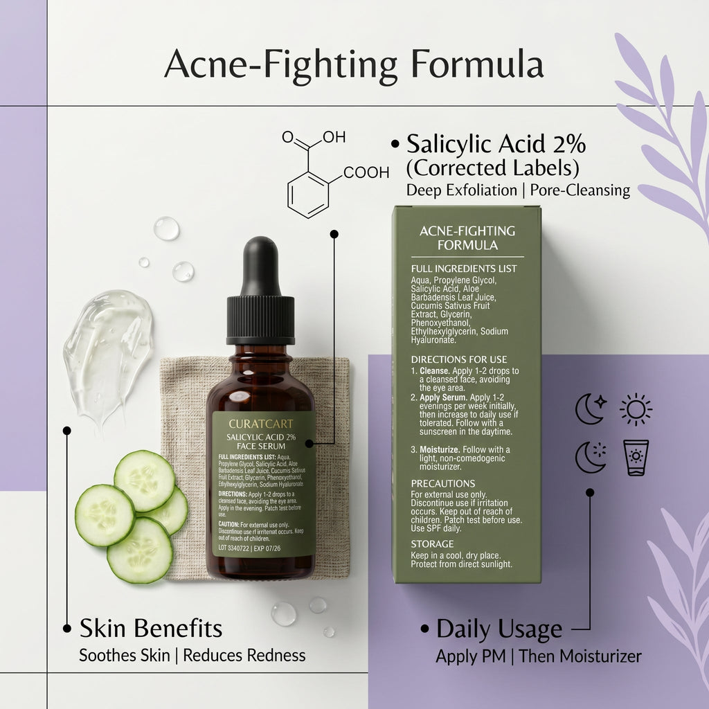 CURAT CART Salicylic Acid Face Serum - Texture, Swatch & Consistency | fast dispatch across India from Curat Cart