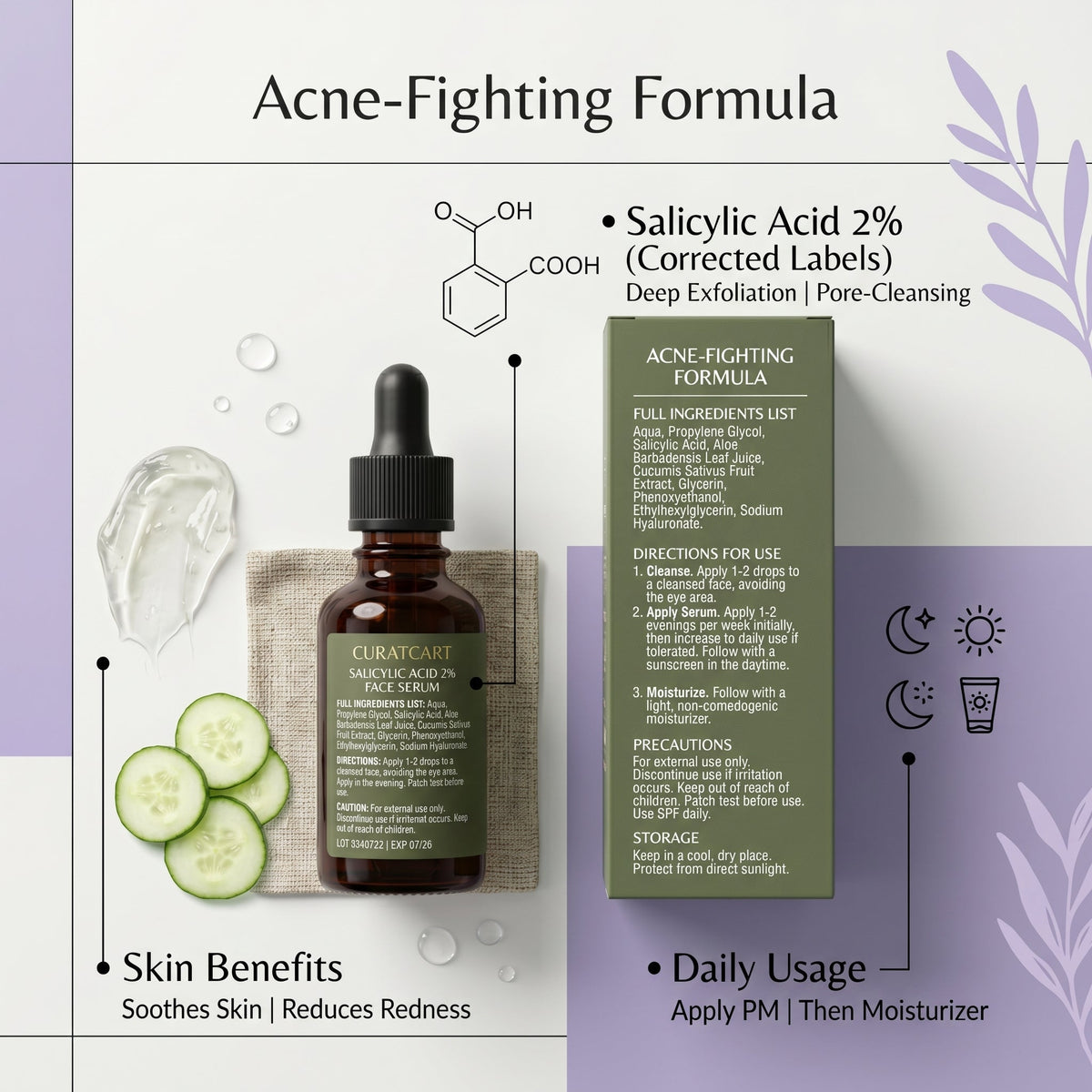 CURAT CART Salicylic Acid Face Serum - Texture, Swatch & Consistency | fast dispatch across India from Curat Cart