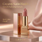 CURAT CART Satin Finish Lipstick - Front Packaging & Bottle View | genuine imported stock available in India at Curat Cart