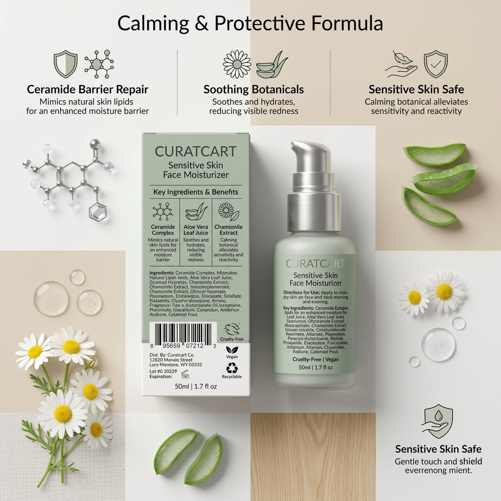 CURAT CART Sensitive Skin Moisturizer - Texture, Swatch & Consistency | fast dispatch across India from Curat Cart