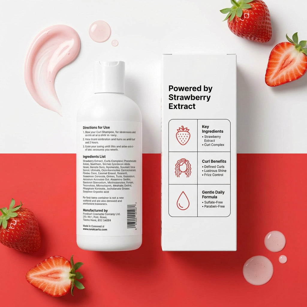 CURAT CART Strawberry Curl Shampoo - Application & Usage Demonstration | buy online in India with doorstep delivery at Curat 