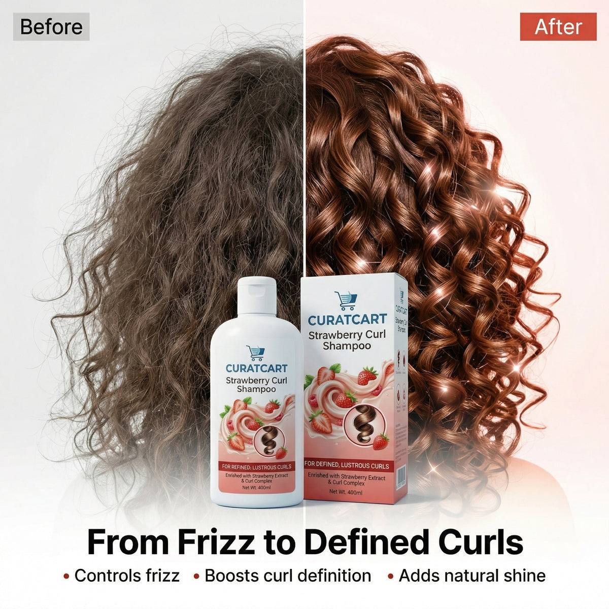 CURAT CART Strawberry Curl Shampoo - Back Label & Ingredients Details | buy 100% authentic product online in India via Curat 