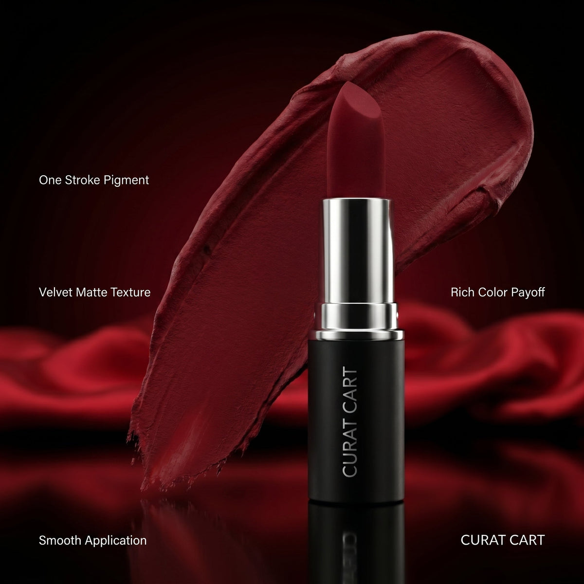CURAT CART Velvet Red Lipstick - Texture, Swatch & Consistency | fast dispatch across India from Curat Cart