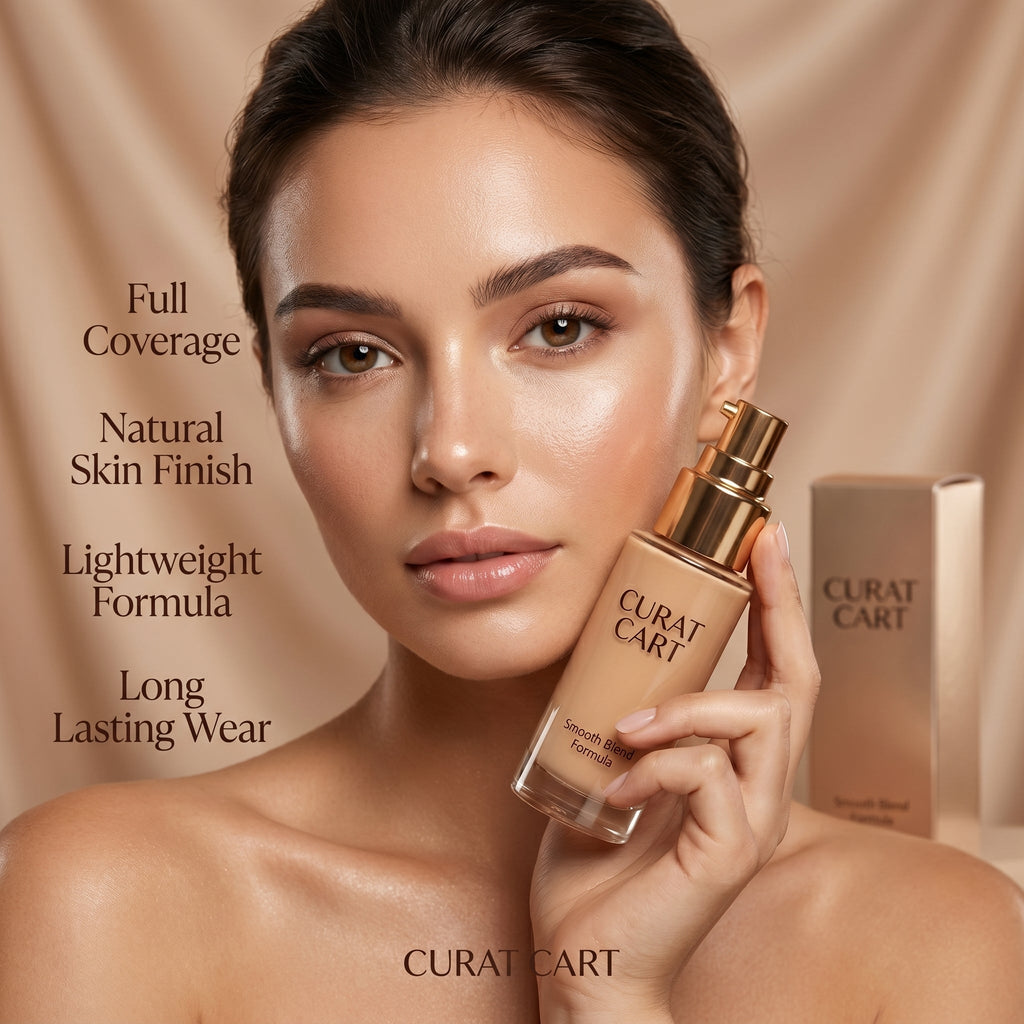 CURAT Flawless Skin Finish Foundation - Back Label & Ingredients Details | buy 100% authentic product online in India via Cur