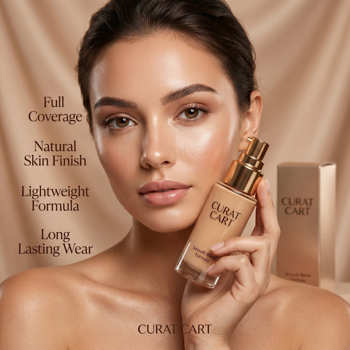 CURAT Flawless Skin Finish Foundation - Back Label & Ingredients Details | buy 100% authentic product online in India via Cur