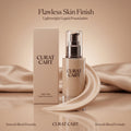 CURAT Flawless Skin Finish Foundation - Front Packaging & Bottle View | genuine imported stock available in India at Curat Ca
