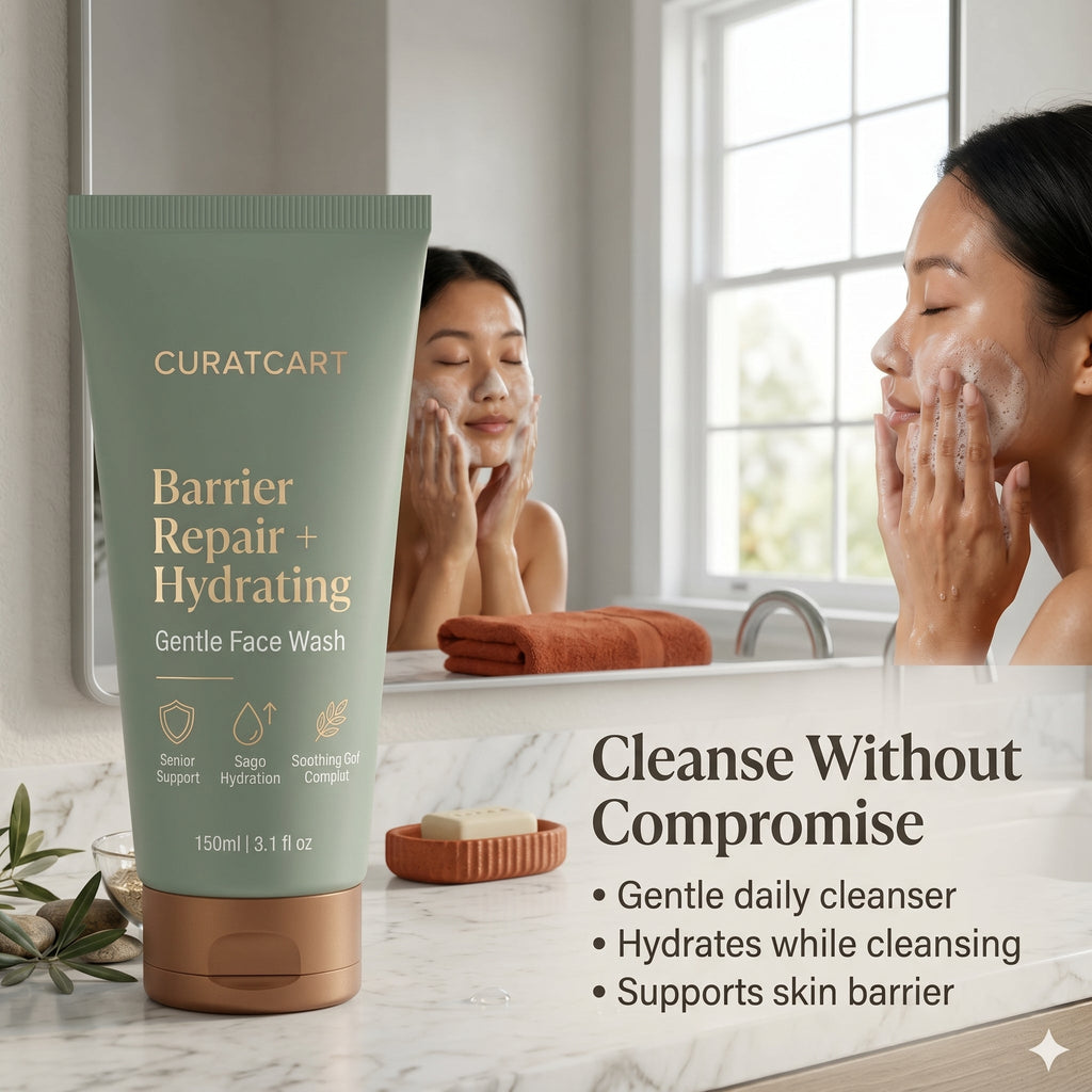 CuratCart Barrier Repair Face Wash - Texture, Swatch & Consistency | fast dispatch across India from Curat Cart
