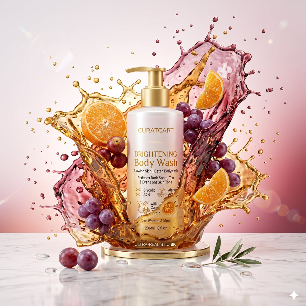 CuratCart Brightening Body Wash - Texture, Swatch & Consistency | fast dispatch across India from Curat Cart