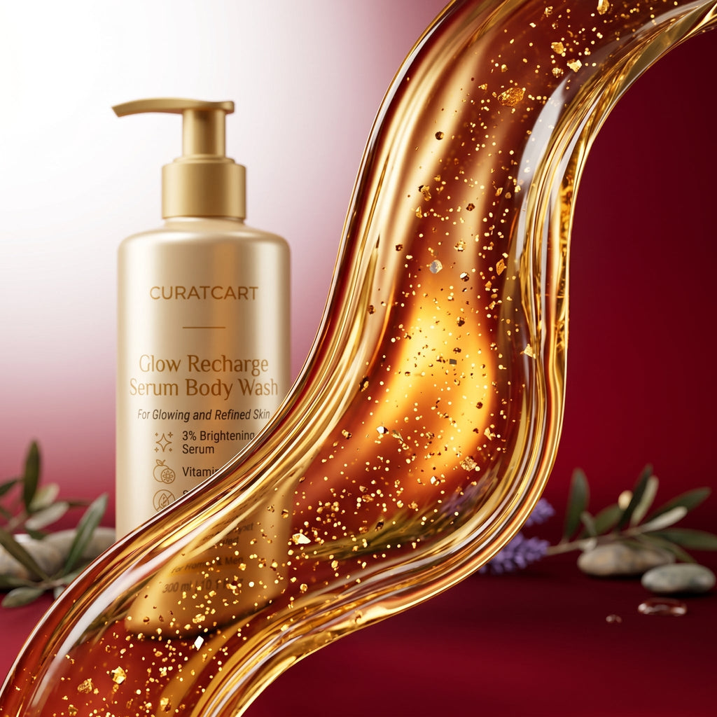 CuratCart Glow Recharge Serum Body Wash - Back Label & Ingredients Details | buy 100% authentic product online in India via C