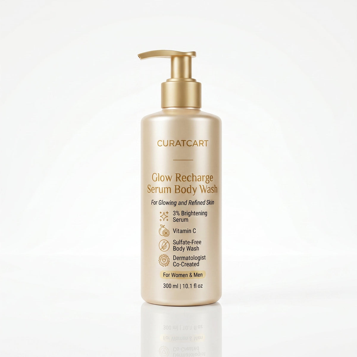 CuratCart Glow Recharge Serum Body Wash - Front Packaging & Bottle View | genuine imported stock available in India at Curat 