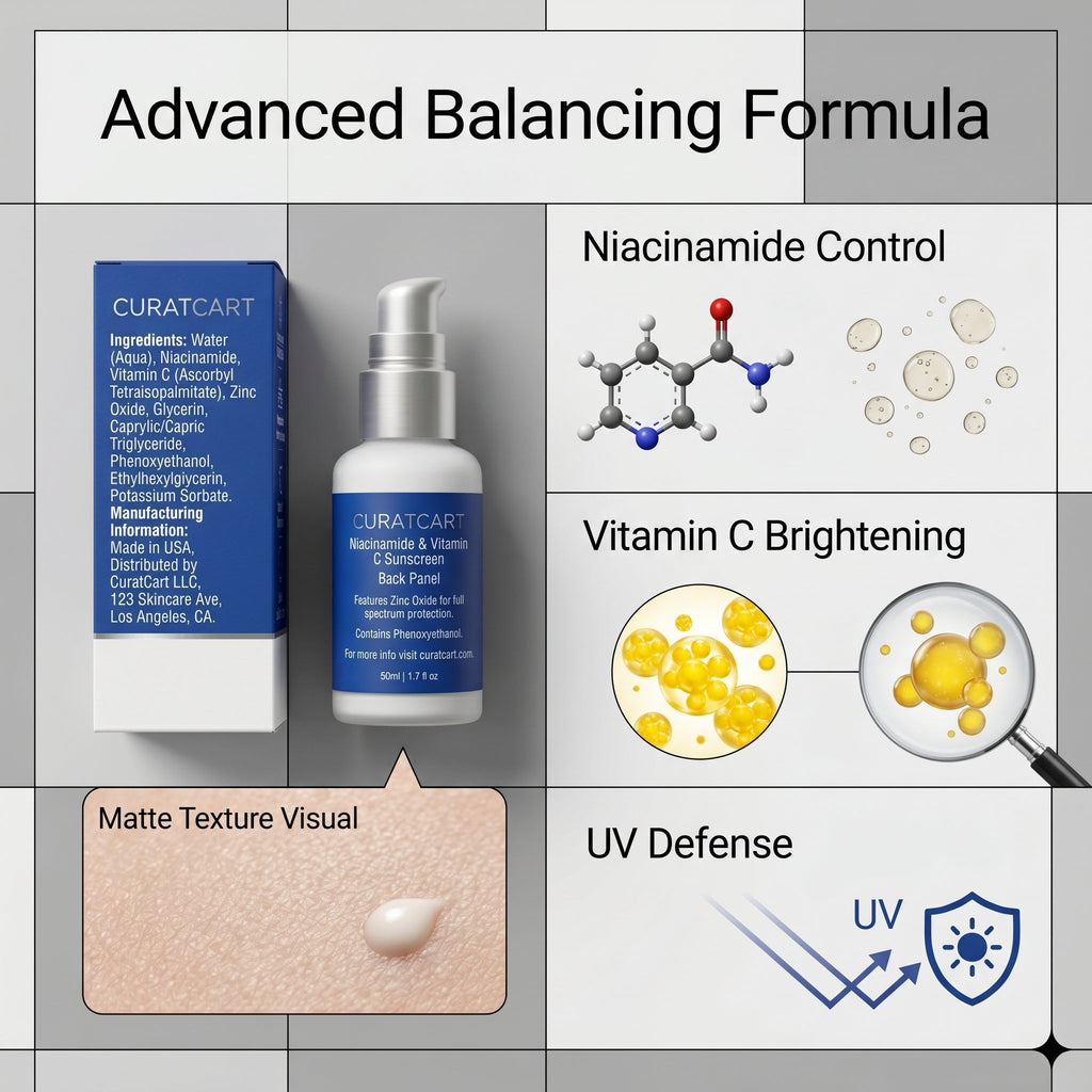 CuratCart Niacinamide Vitamin C Sunscreen - Texture, Swatch & Consistency | fast dispatch across India from Curat Cart