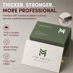 Custom Business Cards in full color, specially curated by Curat Cart, showcasing thick 16PT cardstock and vibrant print. Perfect for a professional touch.