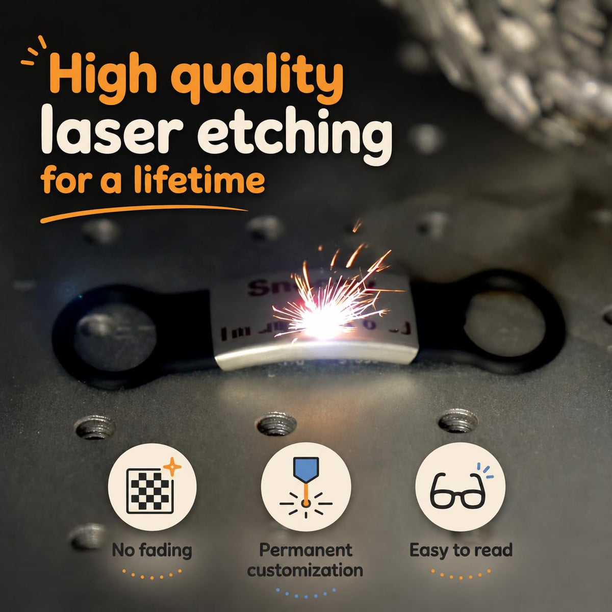 Custom Pet Tag ID with high-quality laser etching ensures permanent customization and easy readability. Available at Curat Cart.