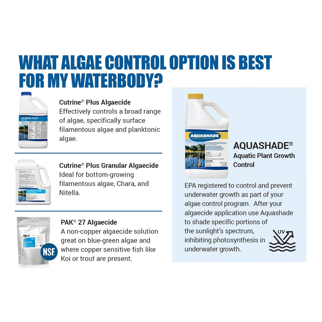 Cutrine-Plus Algaecide offers effective algae control in official high-quality packaging, available at Curat Cart.