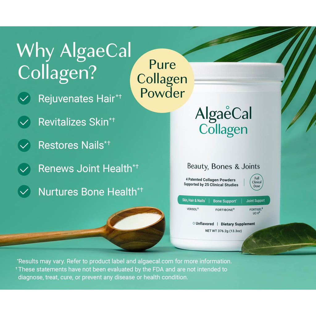 ALGAECAL Collagen Peptides, FORTIBONE®, FORTIGEL®, VERISOL®, UC-II® 1 Pack | 4 clinically supported collagen powders for stronger bones, healthier joints, smoother skin, thicker hair and tougher nails.