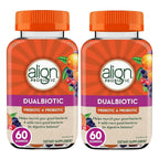 Align DualBiotic, Prebiotic + Probiotic for Women and Men, Help Nourish and Add Good Bacteria for Digestive Support, Natural Fruit Flavors, 60 Gummies (Pack of 2)