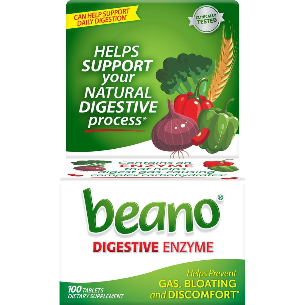 Beano Digestive Enzyme, Preventive Gas Relief for Adults, Helps Prevent Gas & Bloating, 180 Tablets