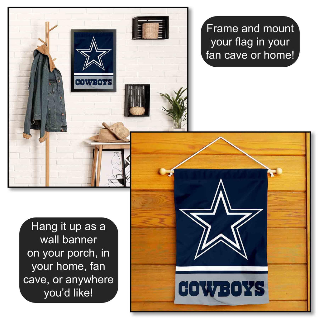 Elevate your decor with the Dallas Double Sided Garden Flag, ideal for homes, fan caves, or porches. Available at Curat Cart.