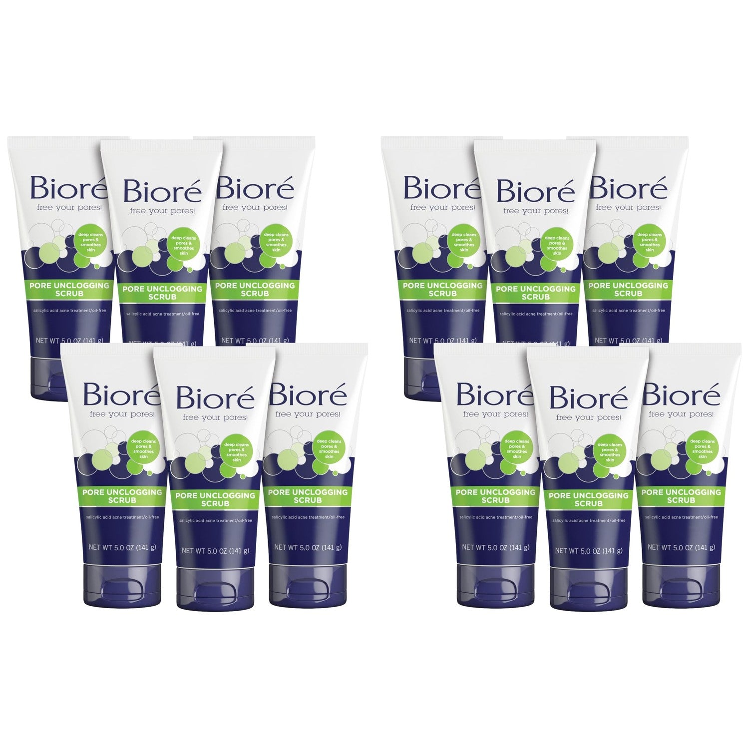 Biore Pore Unclogging Scrub With Salicylic Acid, Oil Free, 5 Oz | Removes Excess Dirt & Oils, Deep Exfoliation, Clears Congestion, Smooth Texture, Fresh Clean Finish