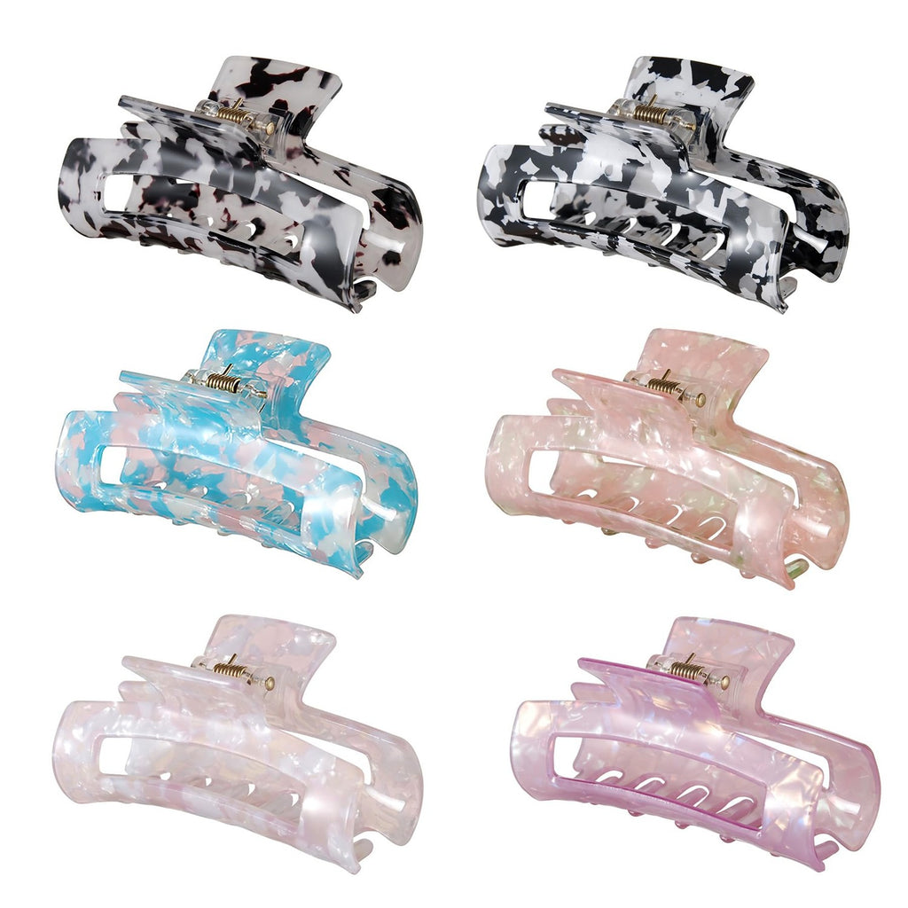 4Pcs Hair Claw Clips, Acetate Hair Banana Barrettes, French Butterfly Jaw | Hair Clips, Mermaid Color Crab Hairpin, Leopard Print Stylish Hair Accessories for Women Girls