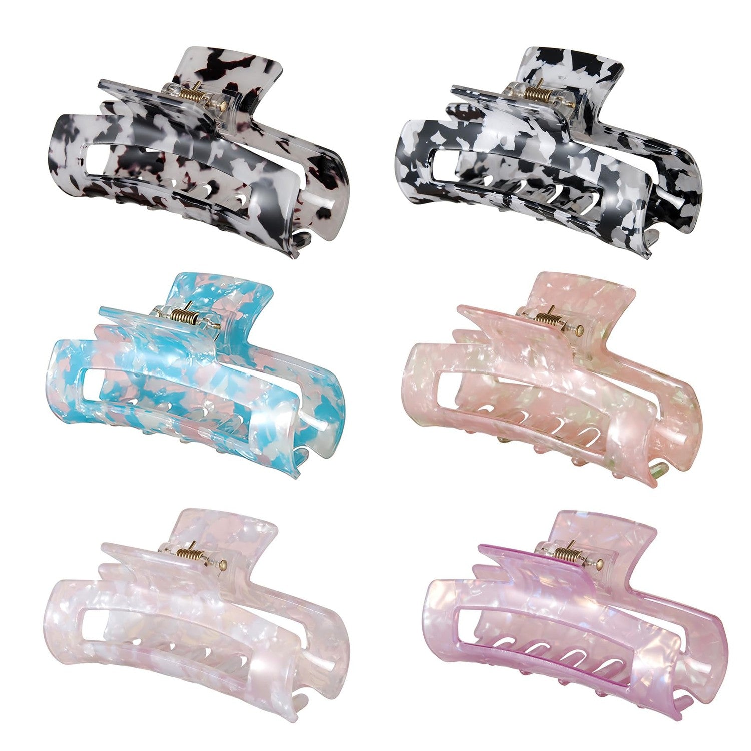 4Pcs Hair Claw Clips, Acetate Hair Banana Barrettes, French Butterfly Jaw | Hair Clips, Mermaid Color Crab Hairpin, Leopard Print Stylish Hair Accessories for Women Girls