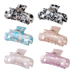 4Pcs Hair Claw Clips, Acetate Hair Banana Barrettes, French Butterfly Jaw | Hair Clips, Mermaid Color Crab Hairpin, Leopard Print Stylish Hair Accessories for Women Girls