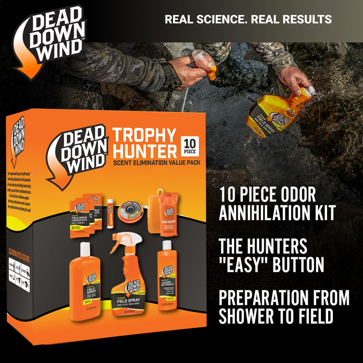 Discover the premium imported Dead Down Wind Scent Eliminator, a 10-piece odor annihilation kit from Curat Cart, perfect for outdoor enthusiasts.