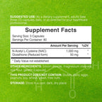 NAC Supplement label detailing ingredients and usage. 100% Authentic, available at Curat Cart in India.