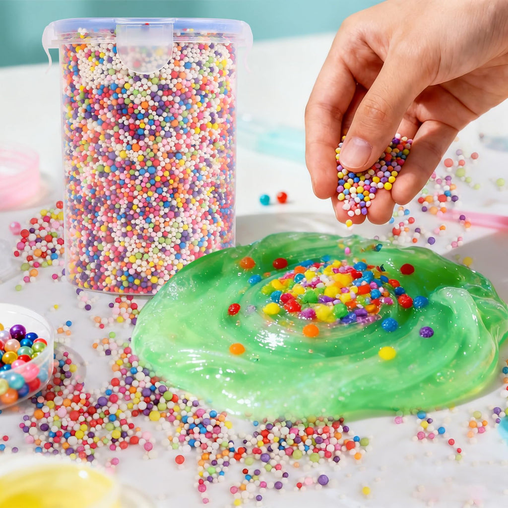 Premium imported Decora Foam Balls Slime Supplies, featuring vibrant colors and textures, available at Curat Cart for creative fun.