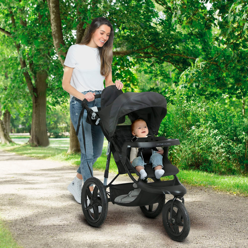 Experience the Delta Children Apollo Jogging Stroller, 100% Authentic and available at Curat Cart for safe, stylish outings in India.