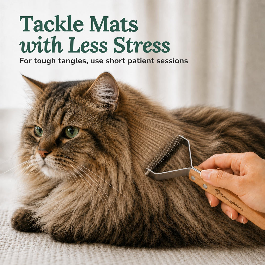 Effortlessly remove mats with the Dematting Comb for Cats and Dogs, available at Curat Cart, 100% Authentic in India.
