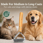 Dematting comb for cats and dogs with medium to long coats, perfect for daily grooming. Available at Curat Cart.