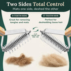 Premium imported dematting comb for cats and dogs, featuring 9-teeth and 17-teeth sides for thorough grooming. Available at Curat Cart.