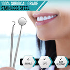 Achieve a professional clean at home with the Dental Tools Plaque Remover Kit from Curat Cart, made of durable, rust-resistant stainless steel.