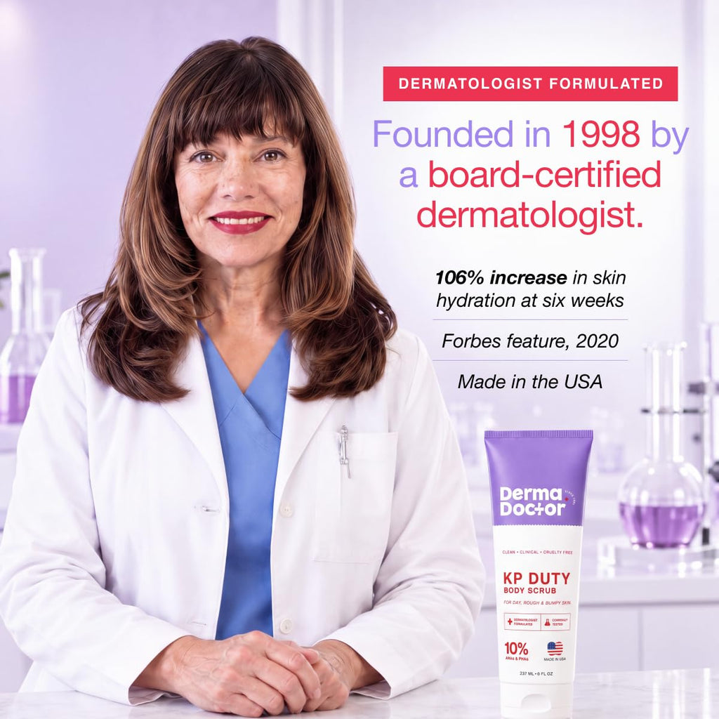 Discover the DERMAdoctor KP Bump Eraser Body Scrub, dermatologist formulated for smoother skin. Authentic and made in the USA.
