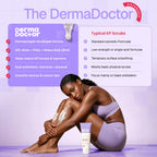 DERMAdoctor KP Bump Eraser Body Scrub tube, dermatologist-developed formula with 10% AHAs, enhances skin smoothness.