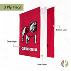 University of Georgia Garden Flag, specially curated by Curat Cart, showcasing its premium 3-ply design for durability and style.