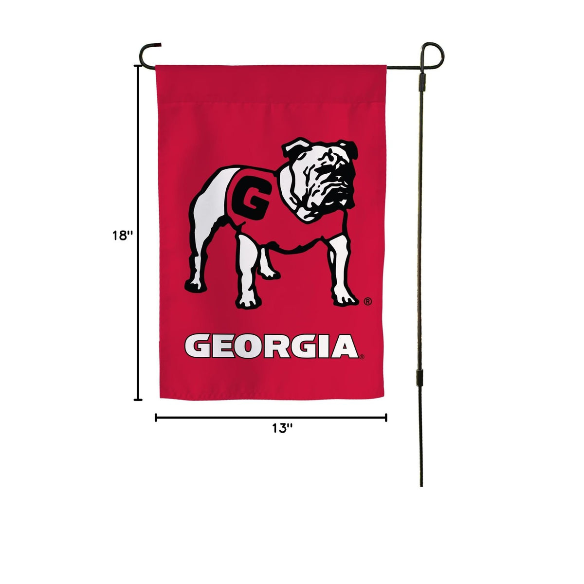 High-quality University of Georgia Garden Flag showcasing the iconic bulldog design. Available at Curat Cart.