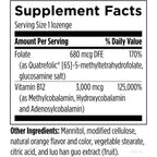 Trifolamin B12 Lozenges, showcasing detailed supplement facts in official packaging, available at Curat Cart.