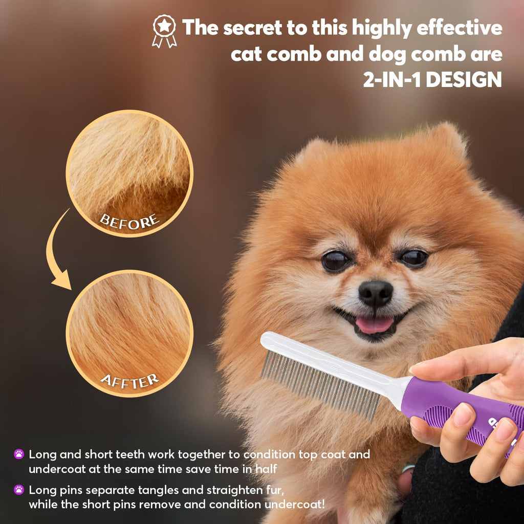 Discover the 2-in-1 detangling pet comb from Curat Cart, designed for efficient grooming for your furry friends. Specially curated by Curat Cart.