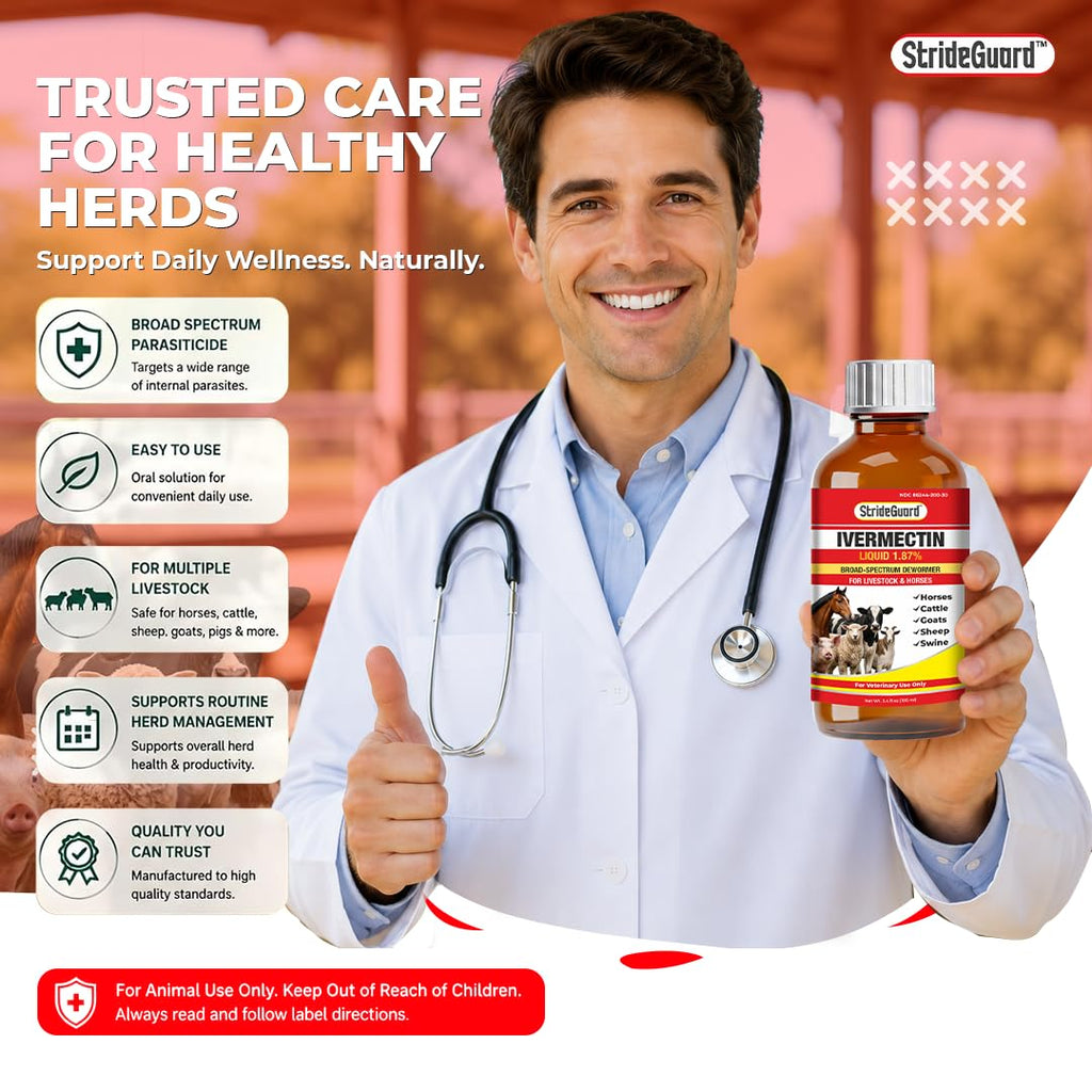 Ivermectin Dewormer for horses and goats, ideal for daily use. Available at Curat Cart for effective livestock care.